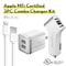 Delton Lightning Phone Charger Set, Apple iPhone Certified 4ft USB Cable w/ Dual Port Wall & Car Adapters DAC3IN1 - alternate 2